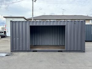 中古20ft　左パネル3mシャッター付きコンテナ